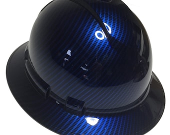 Hard Hat Ridgeline Full Brim CUstom Kandy Blue Carbon Fiber hydro dipped
