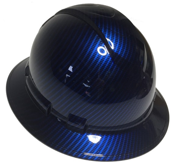 blue carbon fiber hard hat
