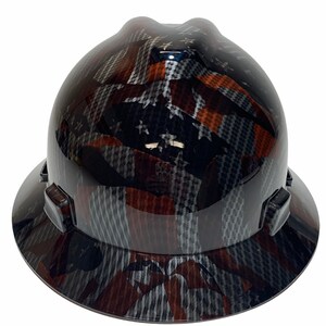 Custom Hard Hat Hydro Dipped Carbon Fiber American Flags HG MSA V-Gard Full Brim