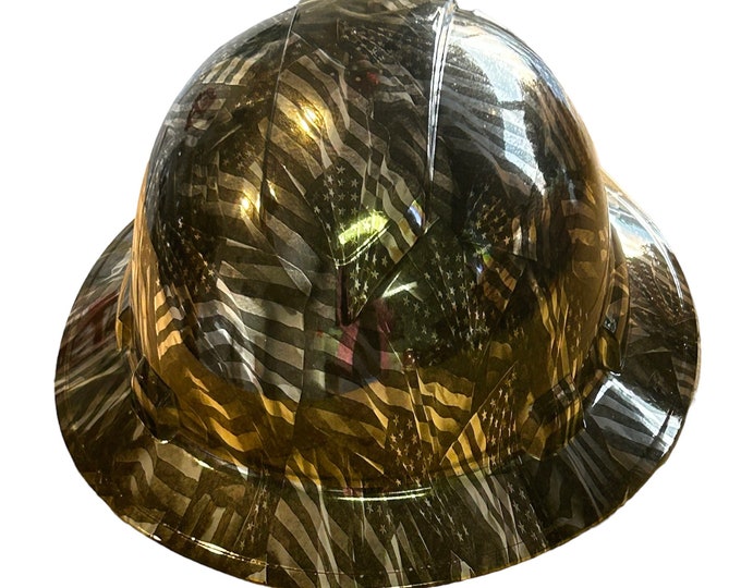 Custom Ridgeline Full Brim Hard Hat Chrome Negative Flags