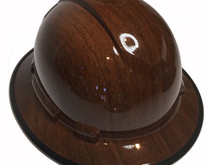 Hard Hat Ridgeline Full Brim Custom Brown Oak Hydro Dipped W/ Black EdgeGard