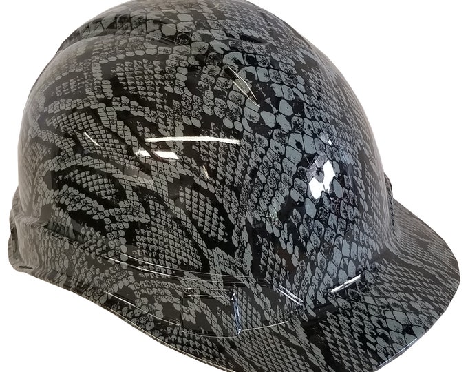 Custom hydro Dipped Hard Hat Ridgeline Cap Style Slate Gray Snake Skin
