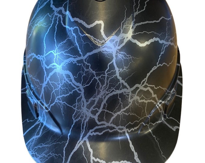 Custom Hydro Dipped Hard Hat Silver Lightning Cap Style
