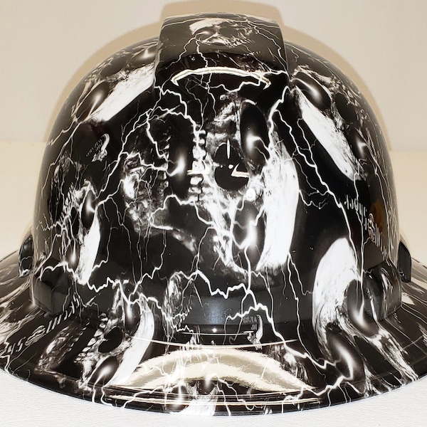 Custom Hydro Dip Hard Hat Cráneos de alto voltaje Full Brim Pyramex Ridgeline Casco protector