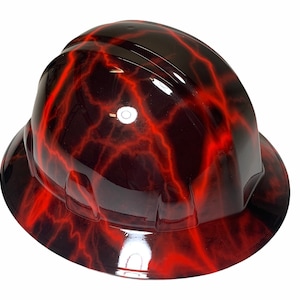 Hydro Dipped Hard Hat Sl Series Full Brim Custom Red Lightning