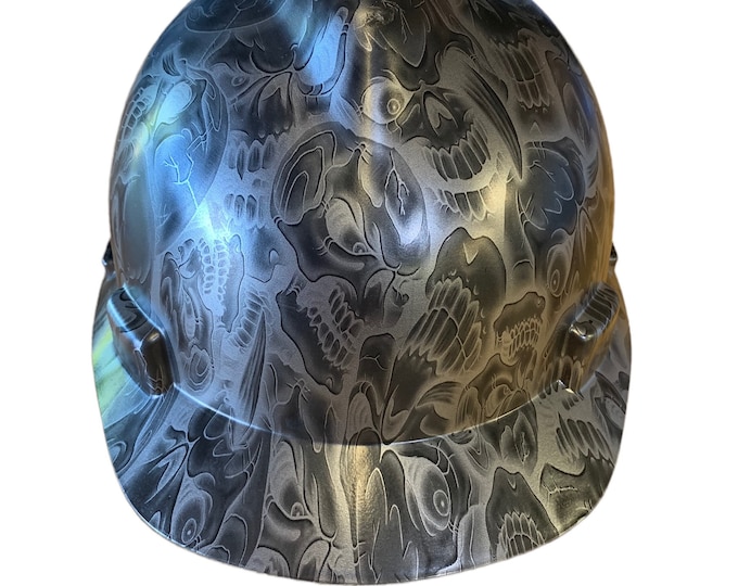 Hard Hat MSA V-Gard Cap Style Custom Hydro Dipped Negative Insanity Skulls