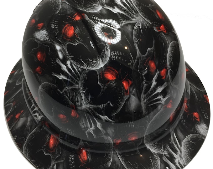 Hydro Dipped Hard Hat ridgeline Full Brim Custom Creeper Red Eye