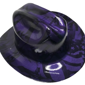 Custom Hydro Dipped Western Outlaw Hard Hat Plum Crazy Purple Midnight American Flags Cowboy Hat