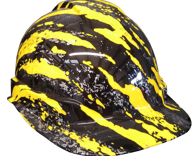 Hard Hat Ridgeline Cap Style Custom Yellow Marble Splash