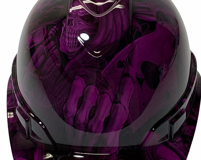 Custom Hydro Dipped Hard Hat Ridgeline Cap Style Kandy Purple Ace Of Skulls