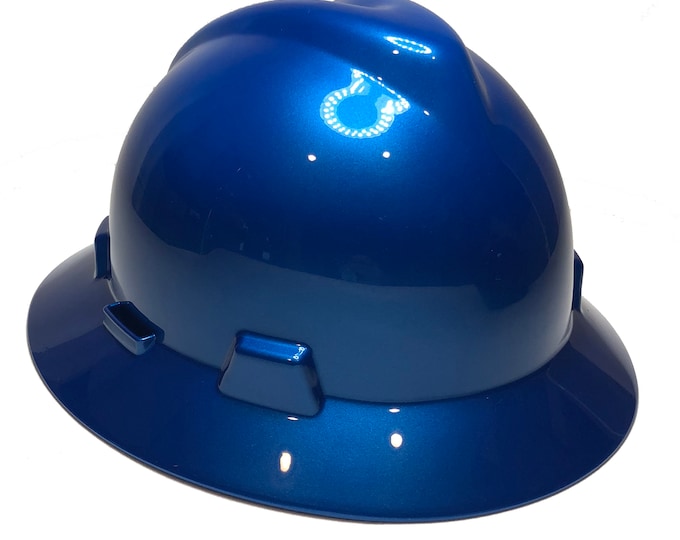 Custom Hard Hat Speedway Blue MSA V-Gard Full Brim