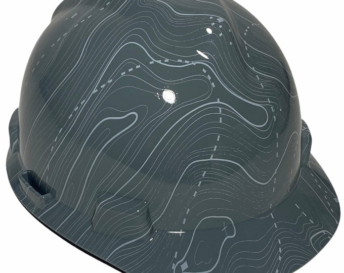 Custom Hydo Dipped Hard Hat Gray Black Ops MSA V-Gard Cap Style