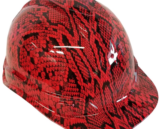 Hard Hat Ridgeline Cap Style Custom Red Snake Skin
