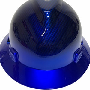 Aangepaste veiligheidshelm blauwe kandy koolstofvezel met kandy blauwe rand hydrogedimde volledige rand MSA