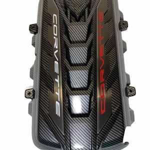 Custom Hydro Dipped 2020+ Corvette Engine Cover  Carbon Fiber  w/ red or white letters