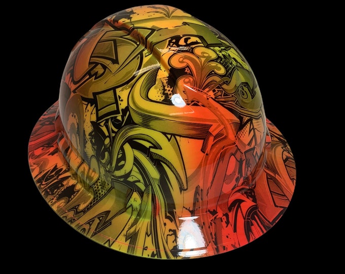 Custom Hard Hat Yellow/multi color Graffiti Full Brim Ridgeline