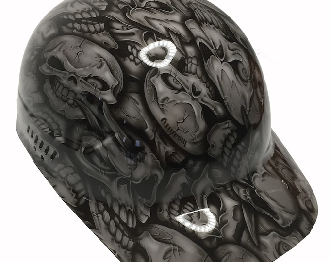 Custom Hydro Dipped Light Gray Insanity Skulls Bump Cap