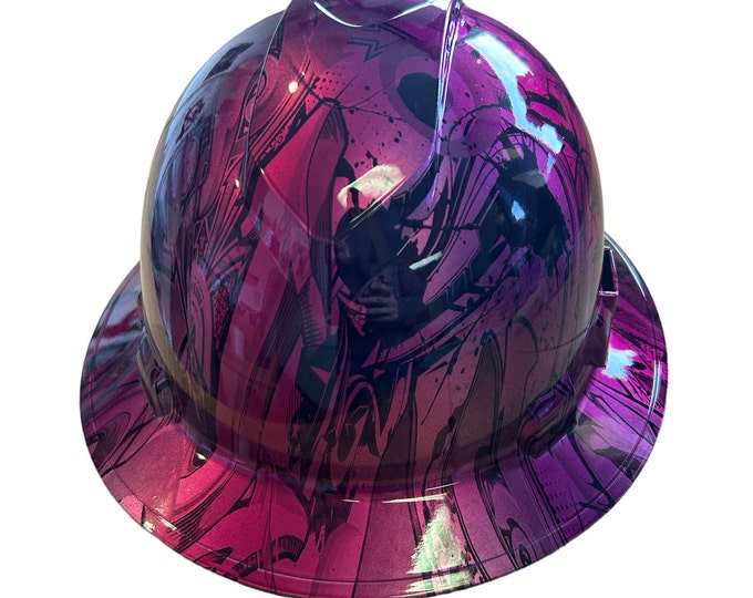 Custom Hard Hat Vented 2 toned kandy cherry/purple graffiti Hydro Dipped Full Brim Ridgeline