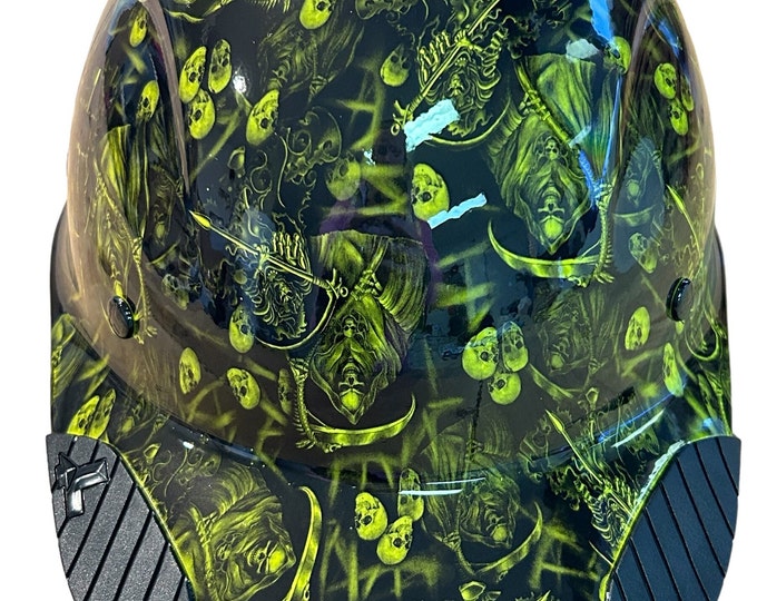 Custom Hydro Dipped Black and Green Reaper Lift DAX Fifty 50 Carbon Fiber HDC50C-20GC Cap Style HardHat