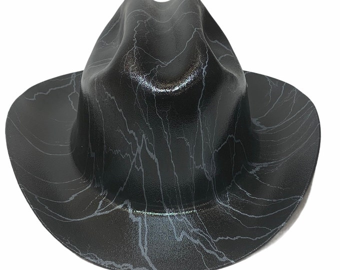 Custom Hydro Dipped Western Outlaw Silver Metallic Lightning Cowboy Hat