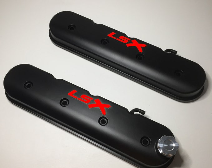 Custom LSX Valve Covers 241-407 Black With Red LSX