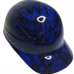 Custom Hydro Dipped Blue Insanity Skulls Bump Cap