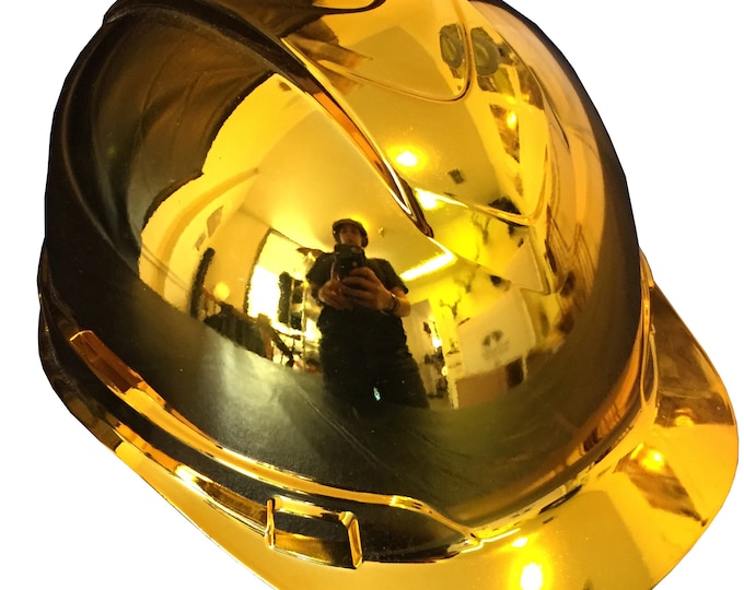 Custom Hard Hat Gold Chrome Ridgeline Cap Style