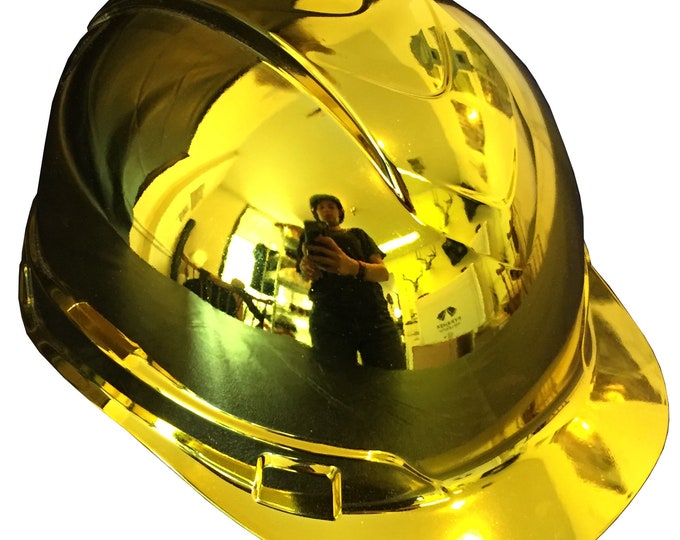 Custom Hard Hat Green Gold Chrome Ridgeline Cap Style