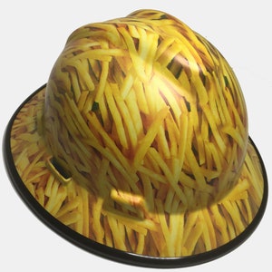 Hydro Dipped MSA Full Brim Hard Hat Custom Fries Satin Finish W/Black EdgeGard