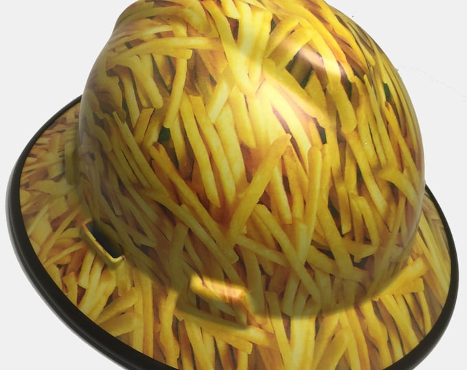Hydro Dipped MSA Full Brim Hard Hat Custom Fries Satin Finish W/Black EdgeGard