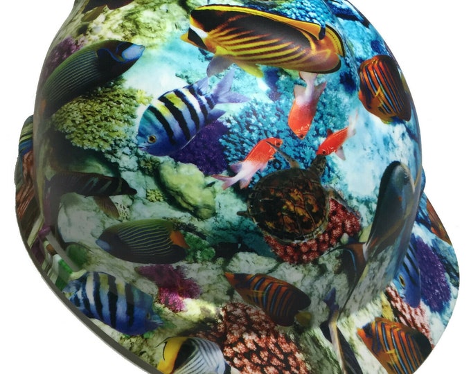 Hydro Dipped Custom Hard Hat MSA Cap Style Deep Blue Sea Satin