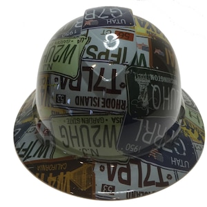 Custom Hard Hat Gray License Plates Hydro Dipped Full Brim Ridgeline