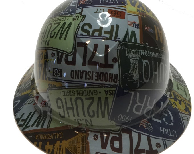 Custom Hard Hat Gray License Plates Hydro Dipped Full Brim Ridgeline