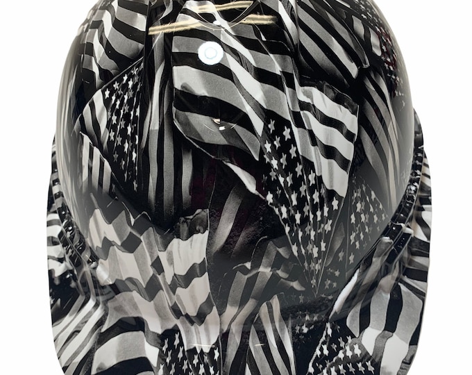 Custom Hydro Dipped Hard Hat Negative American Flags Ridgeline Cap Style