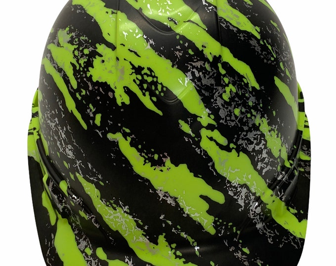 Hard Hat Ridgeline Cap Style Custom Hydro Dipped Hi Vis Green Marble Splash