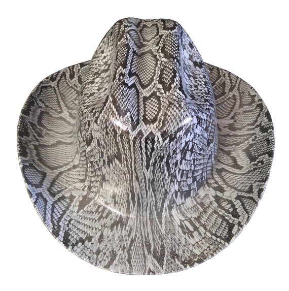 Custom Western Outlaw Hard Hat Gray Snakeskin Cowboy Hat - Etsy display picture 1