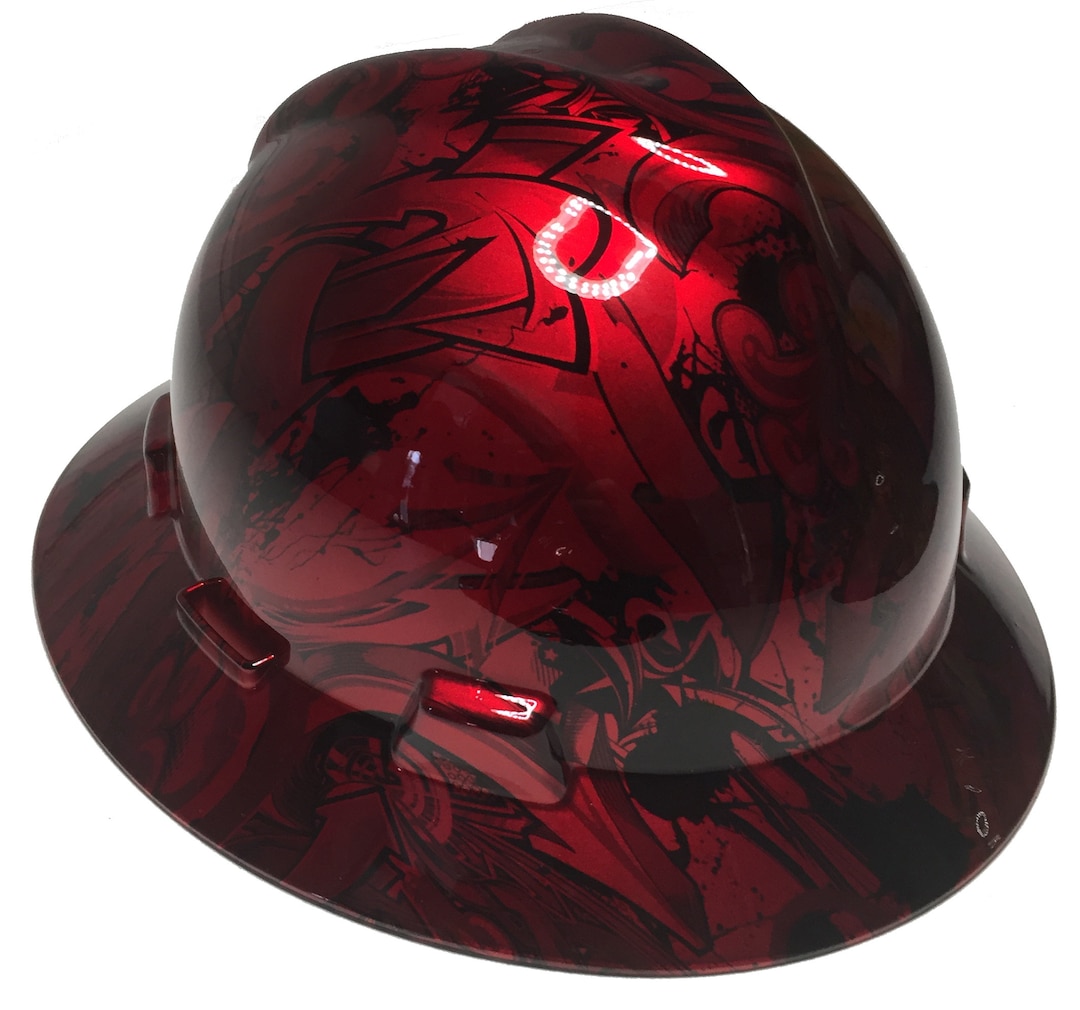 Custom Hard Hat MSA V-gard Full Brim Kandy Red Graffiti - Etsy display picture 1