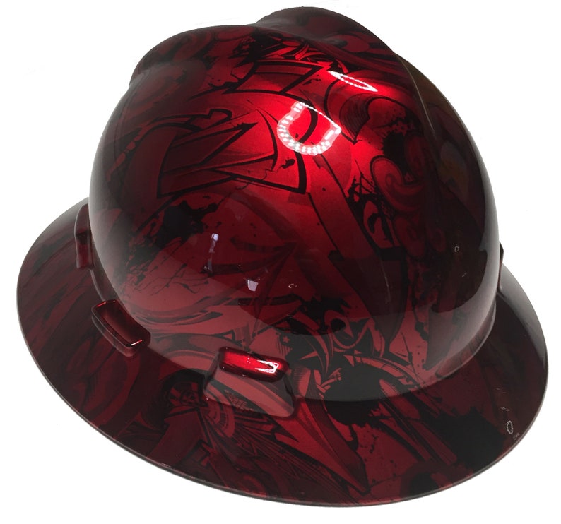 Custom Hard Hat MSA Vgard Full Brim Kandy Red Graffiti Etsy