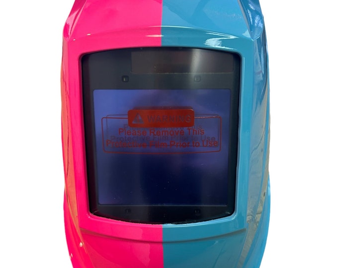 Custom Hydro Dipped Welding Mask WHAM30 Series Auto Dark Half Hot Pink Half Light Blue