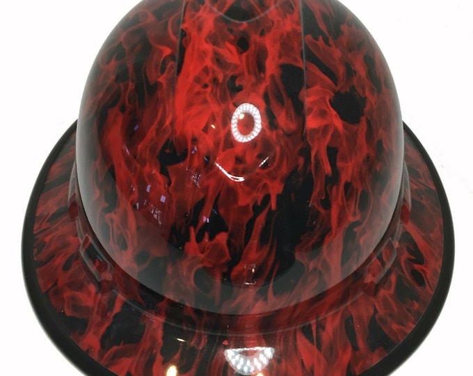 Hard Hat Ridgeline Full Brim Custom Red Flames W/Black EdgeGard