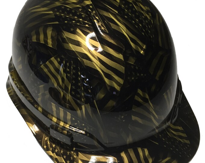 Custom Hydro Dipped Metallic Gold Negative American Flags Ridgeline Cap Style