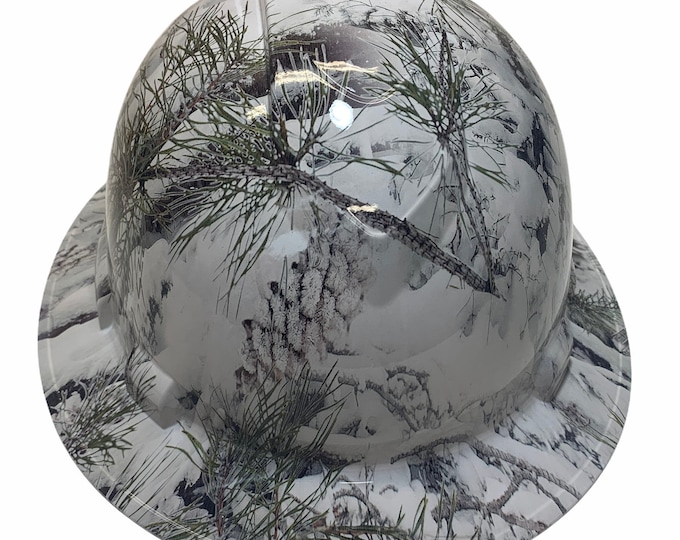 Custom Hard Hat White Thunder Ridge Camo Full Brim Ridgeline