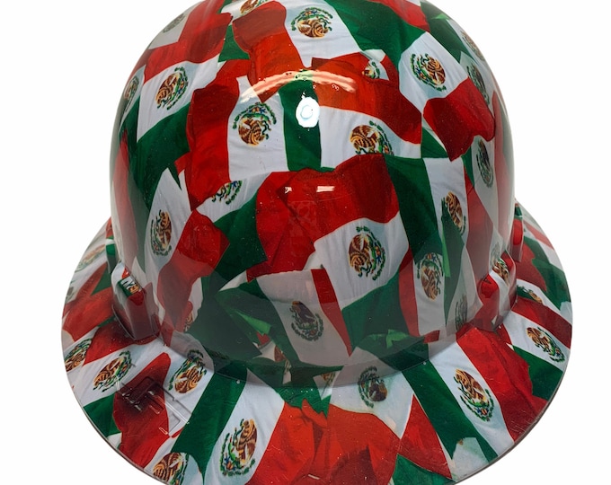 Hydro Dip Mexico Flag Lift Briggs HBFC-7G Full Brim Vented Hard Hat