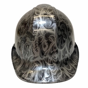 Casque de sécurité personnalisé, argent métallisé à effet trempé négatif, crânes de folie, série SL, style casquette