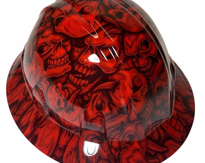 Hydro Dip Red Insanity Skulls SL Series Full brim Hard Hat