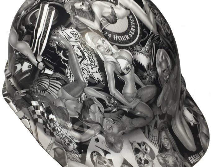 Custom Hydro Dip Hard Hat Ridgeline Cap Style Custom White Naughty Boy