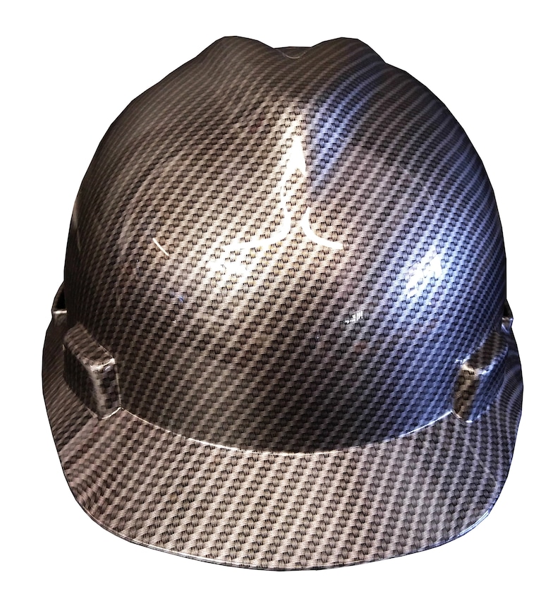 Hard Hat MSA V-Gard Cap Style Custom Truue Weave Carbon Fiber Hydro Dipped