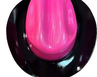 Western Outlaw Custom hydro dipped hard hat Pink Carbon Fiber Black brim