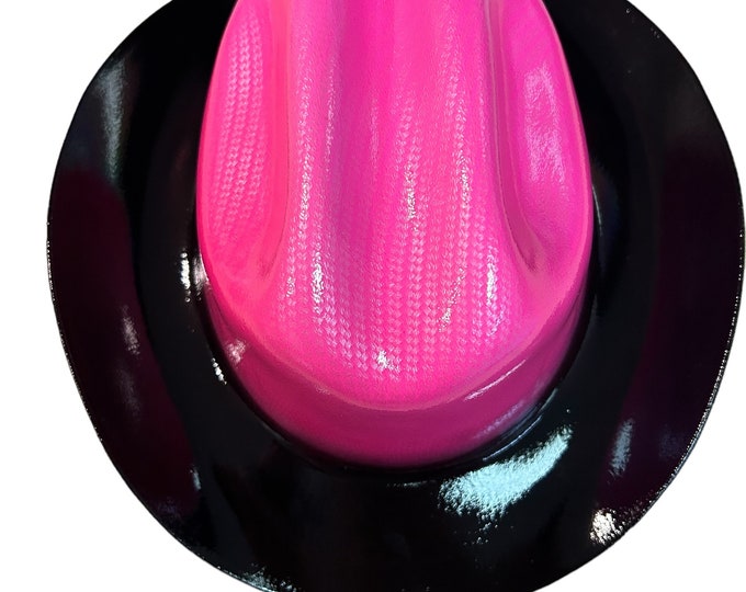 Western Outlaw Custom hydro dipped hard hat Pink Carbon Fiber Black brim
