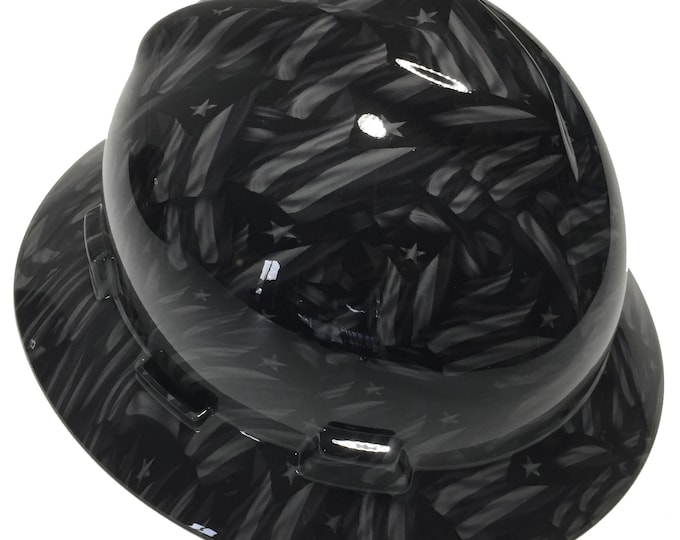 Custom Hard Hat MSA V-Gard Full Brim Custom Gray Puerto Rico Flags Hydro Dipped
